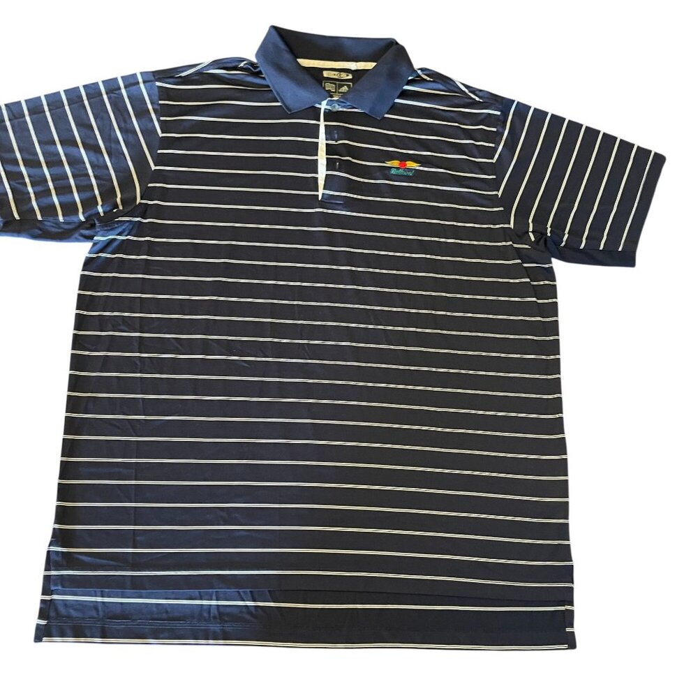 Adidas ClimaCool Baltusrol Golf Polo Shirt Navy & White‎ Stripes L